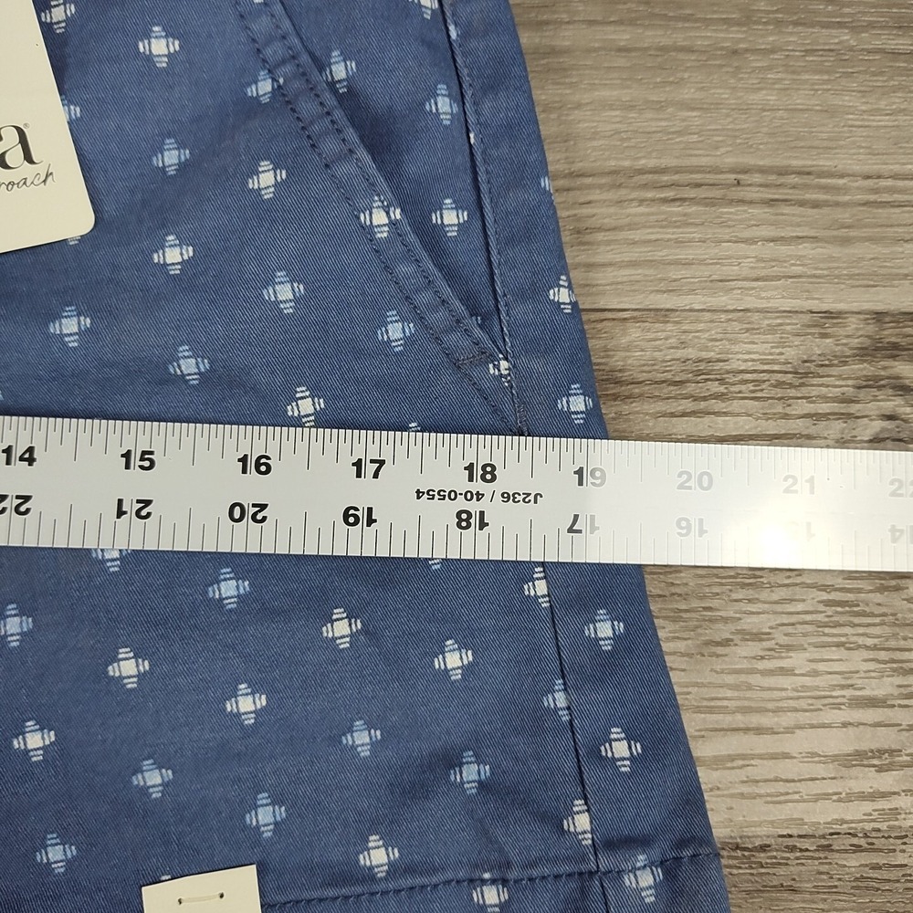 NWTS! a.n.a. Women's Size 6 Mid Rise Twill Chino Shorts  Blue Shiburi Geo Print - Picture 11 of 14